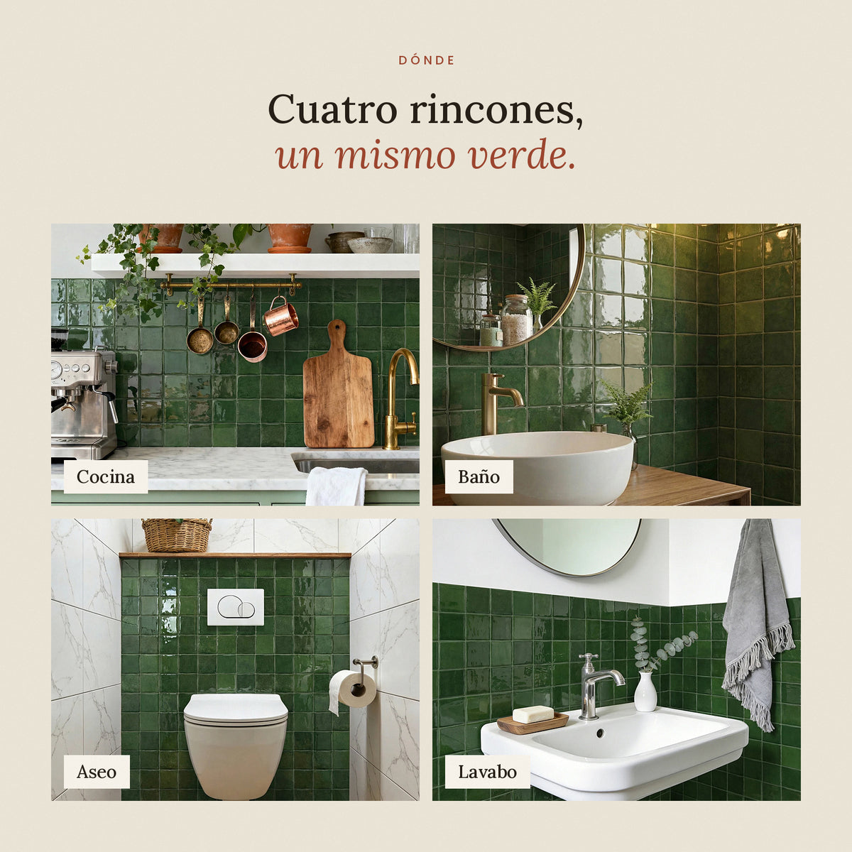 Azulejo Adhesivo Efecto Zellige Verde | Relieve 3D