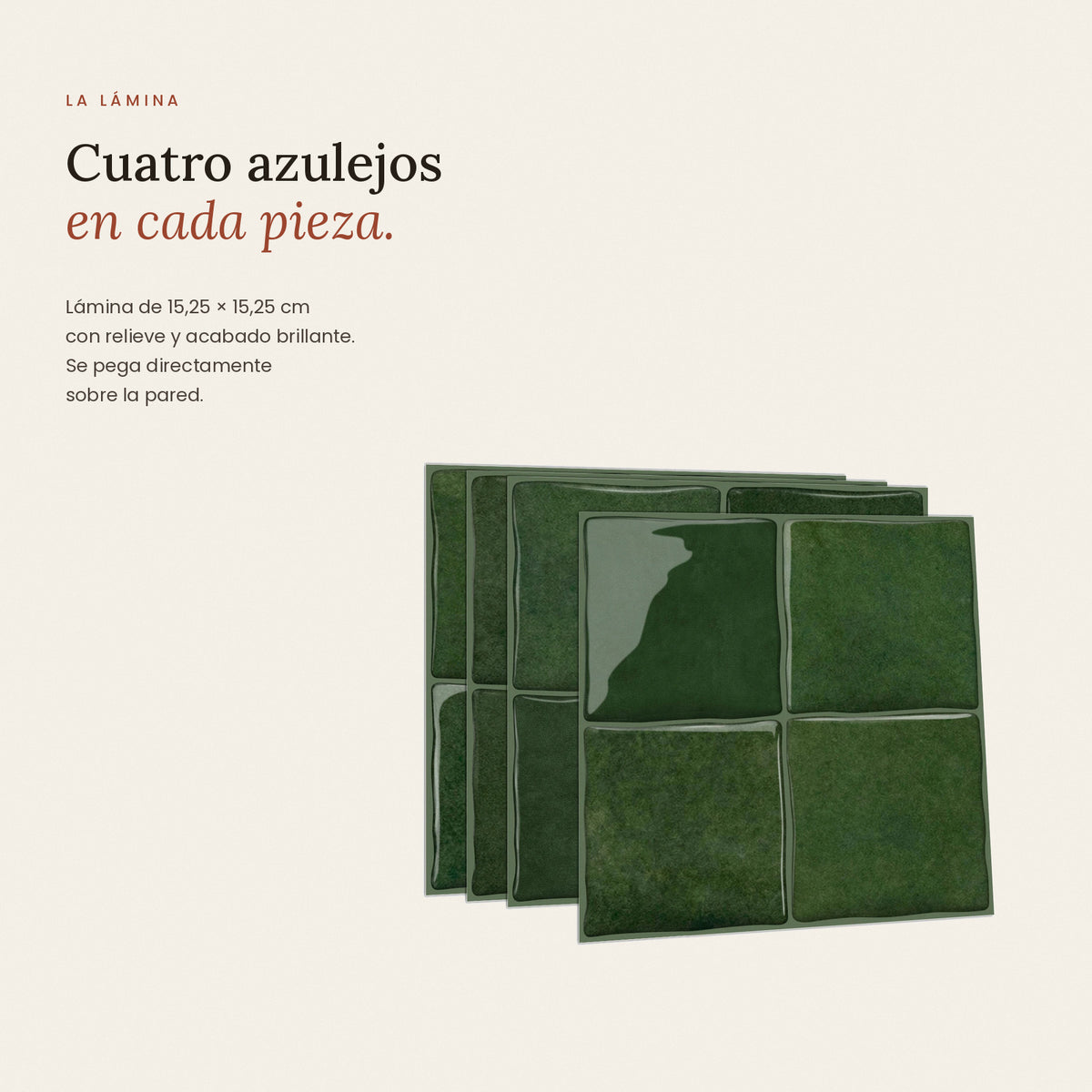 Azulejo Adhesivo Efecto Zellige Verde | Relieve 3D