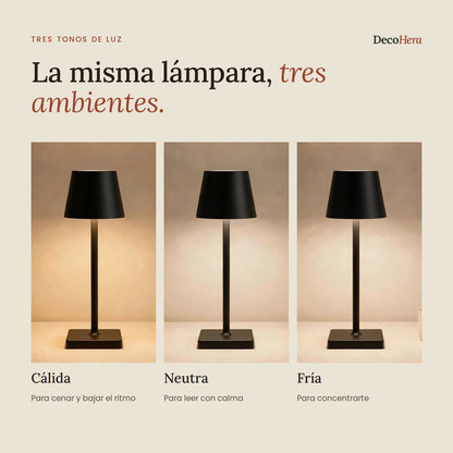 Lámpara LED regulable con tres tonos de luz: cálida, neutra y fría