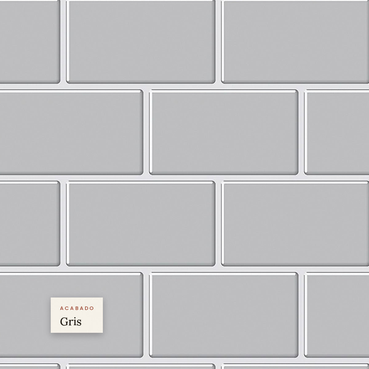 Azulejo adhesivo estilo metro, acabado gris