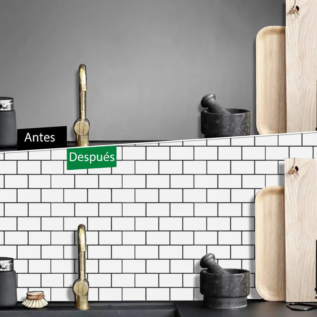 Panel de pared adhesivo 3D Estilo Metro Impermeable | Revestimiento Decorativo para cocina y baño